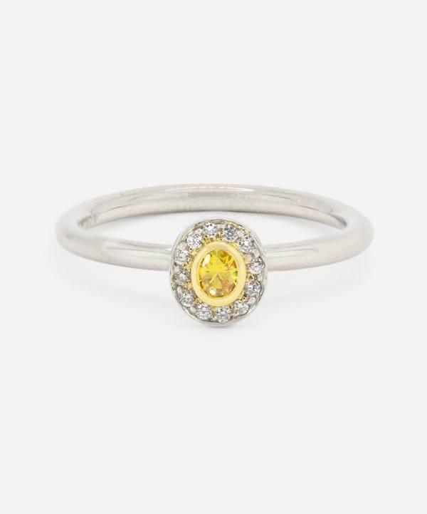 Kojis - Platinum Yellow and White Diamond Cluster Ring image number 0
