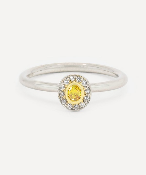Kojis - Platinum Yellow and White Diamond Cluster Ring image number null