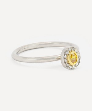 Kojis - Platinum Yellow and White Diamond Cluster Ring image number 1