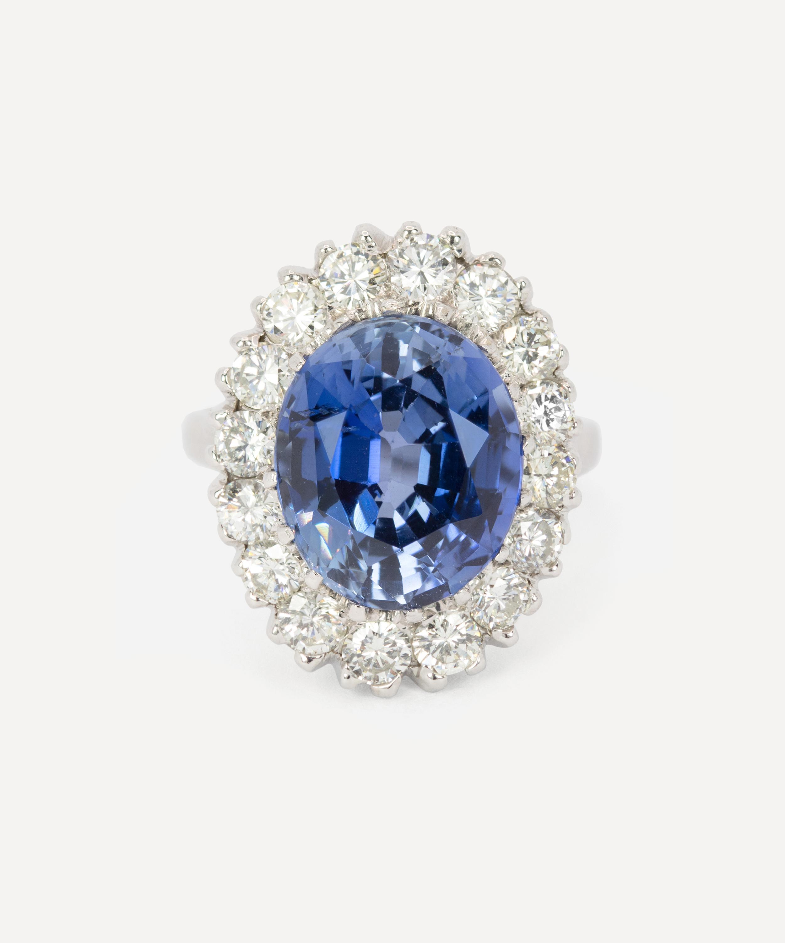 Kojis - 14ct White Gold Large Sapphire and Diamond Cluster Ring image number 0