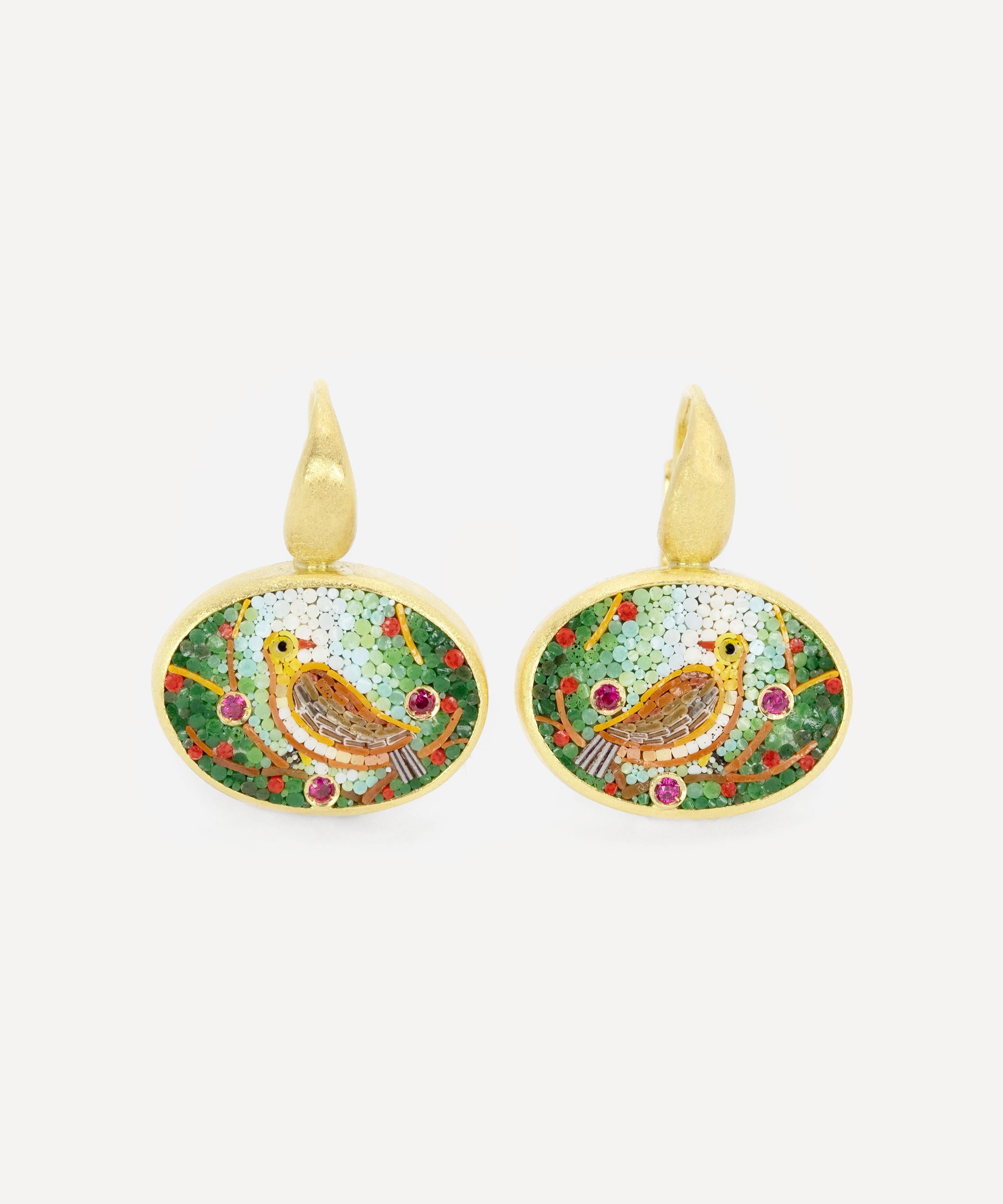 Kojis - 18ct Gold Micro-Mosaic Drop Earrings image number 0