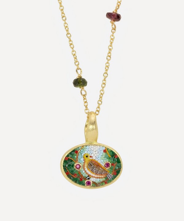 Kojis - 18ct Gold Micro-Mosaic Pendant Necklace image number null