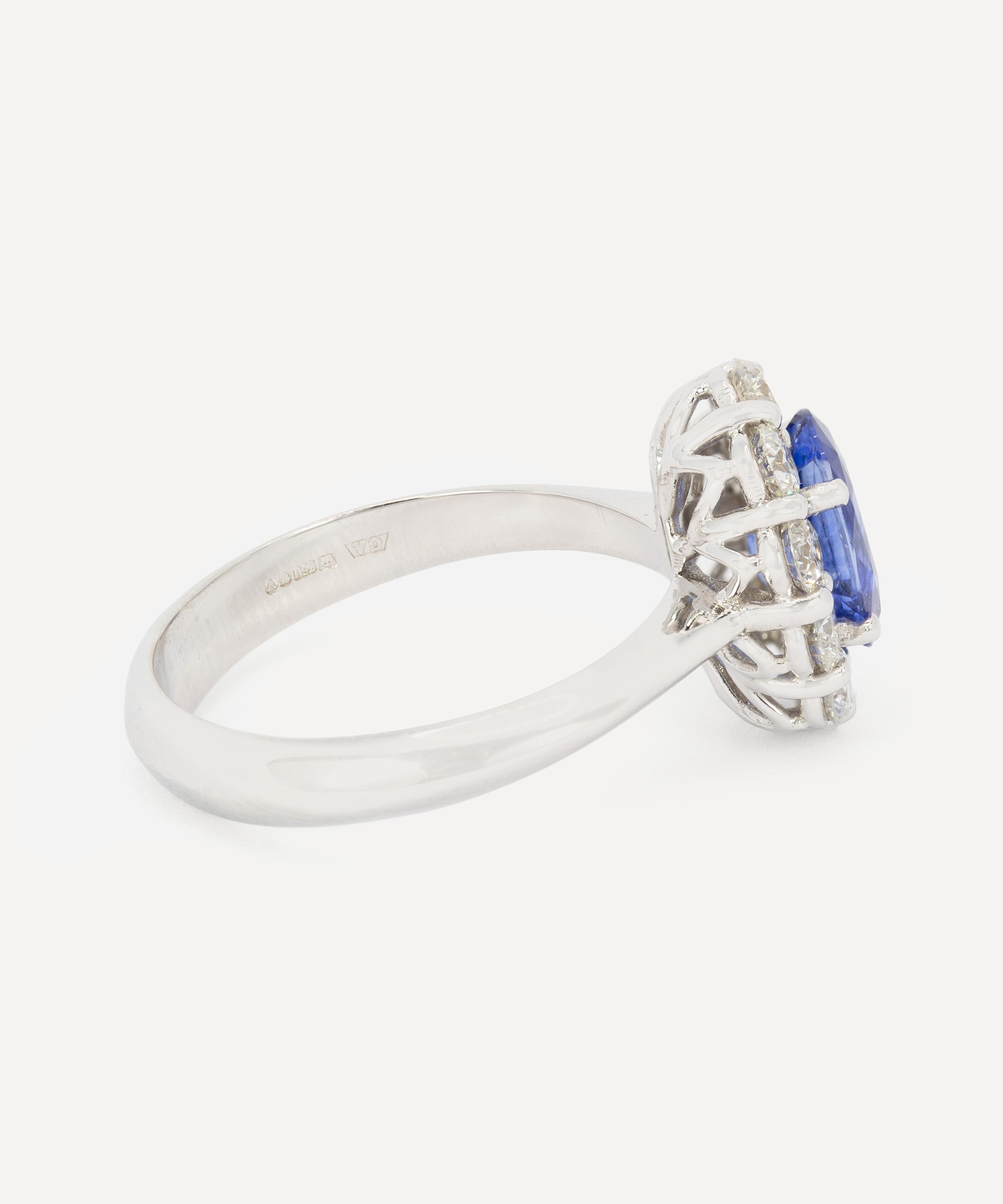 Kojis - 18ct White Gold Cornflower Blue Sapphire and Diamond Cluster Ring image number 2