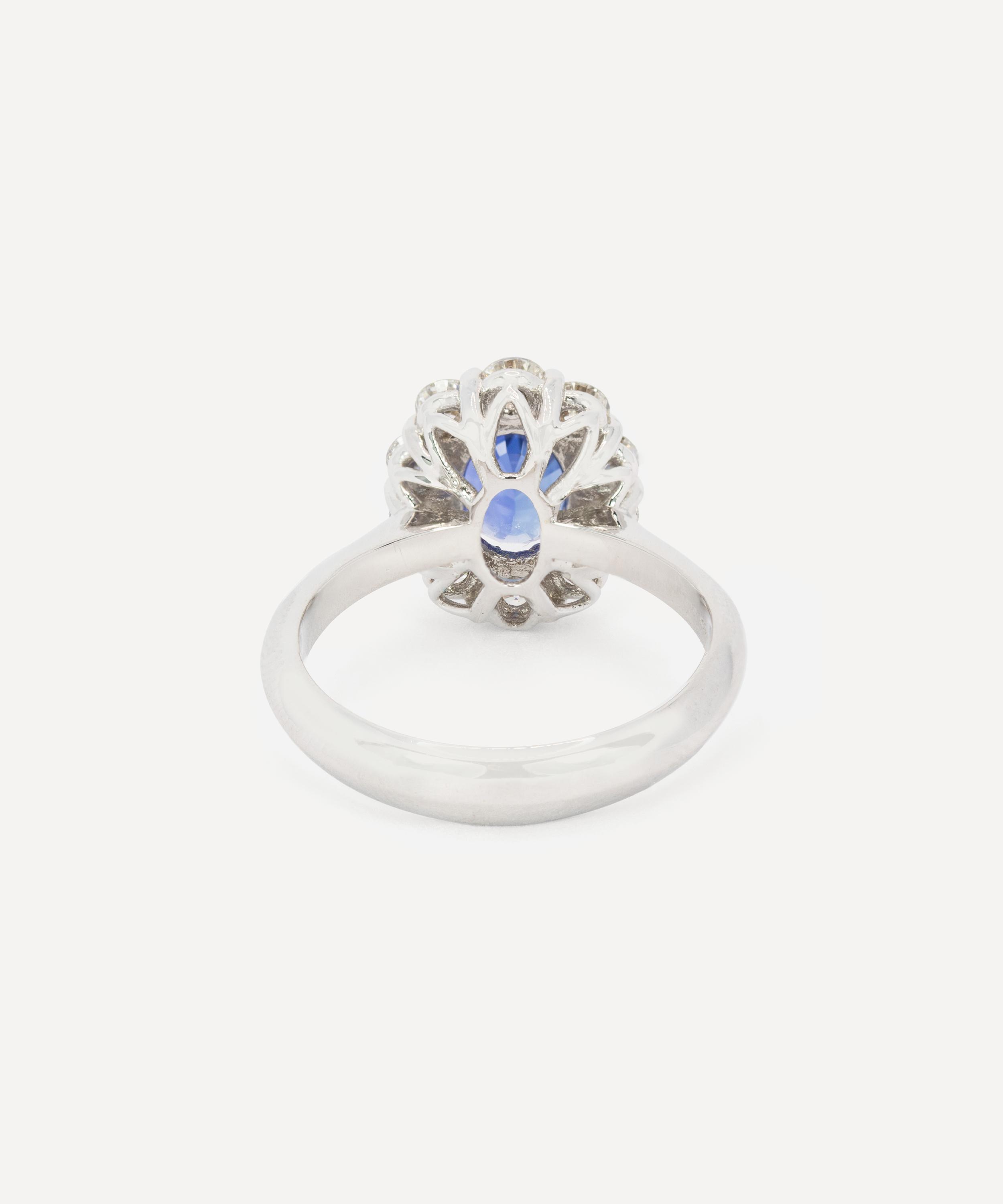 Kojis - 18ct White Gold Cornflower Blue Sapphire and Diamond Cluster Ring image number 3