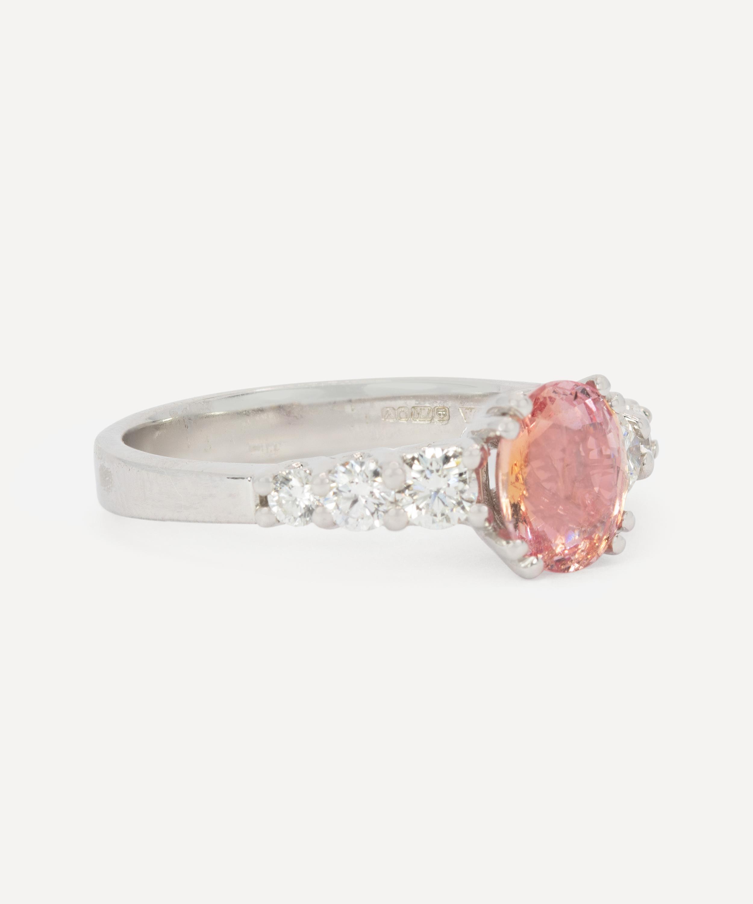 Kojis - 18ct White Gold Padparadscha Sapphire and Diamond Ring image number 1