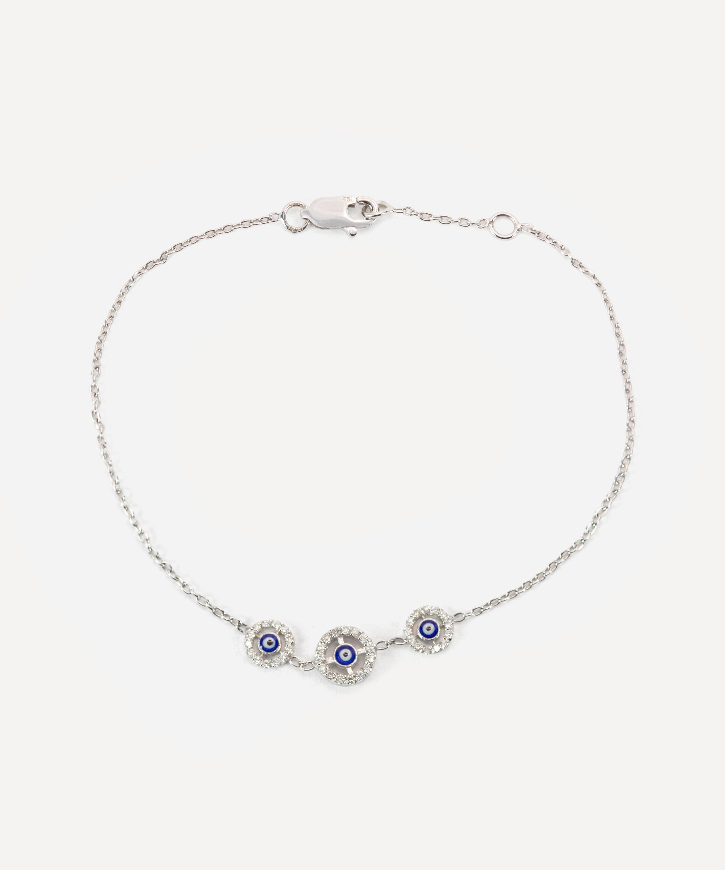 Kojis - 14ct White Gold Diamond Enamel Evil Eye Bracelet image number 0