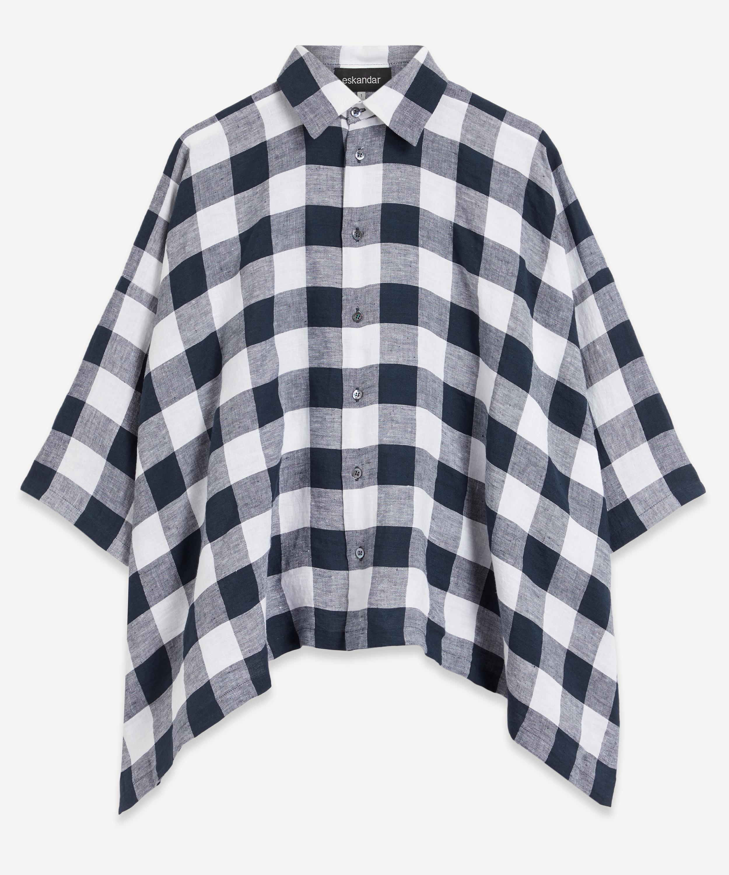 Eskandar - 3/4 Sleeve Gingham Shirt image number 0