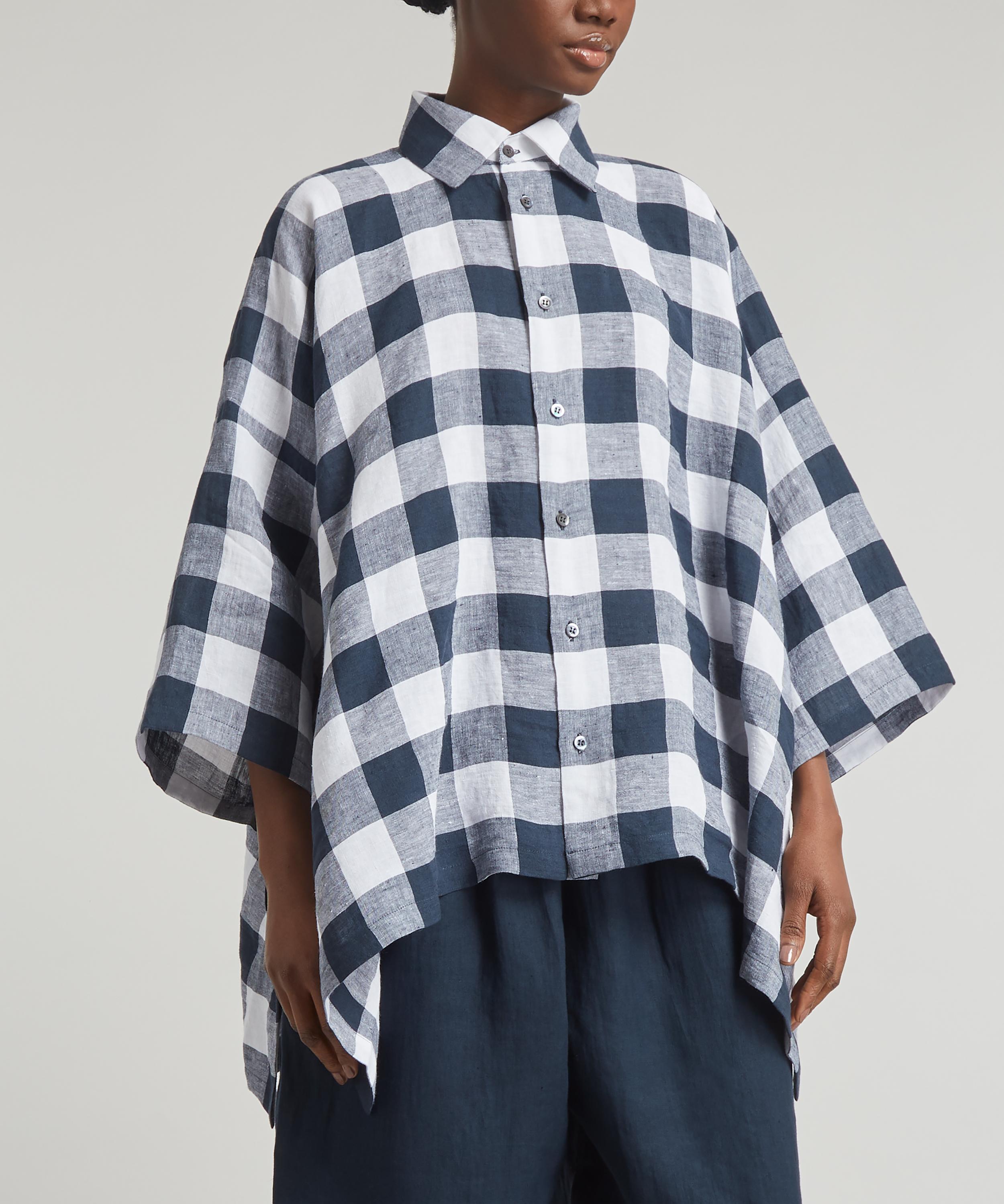 Eskandar - 3/4 Sleeve Gingham Shirt image number 1