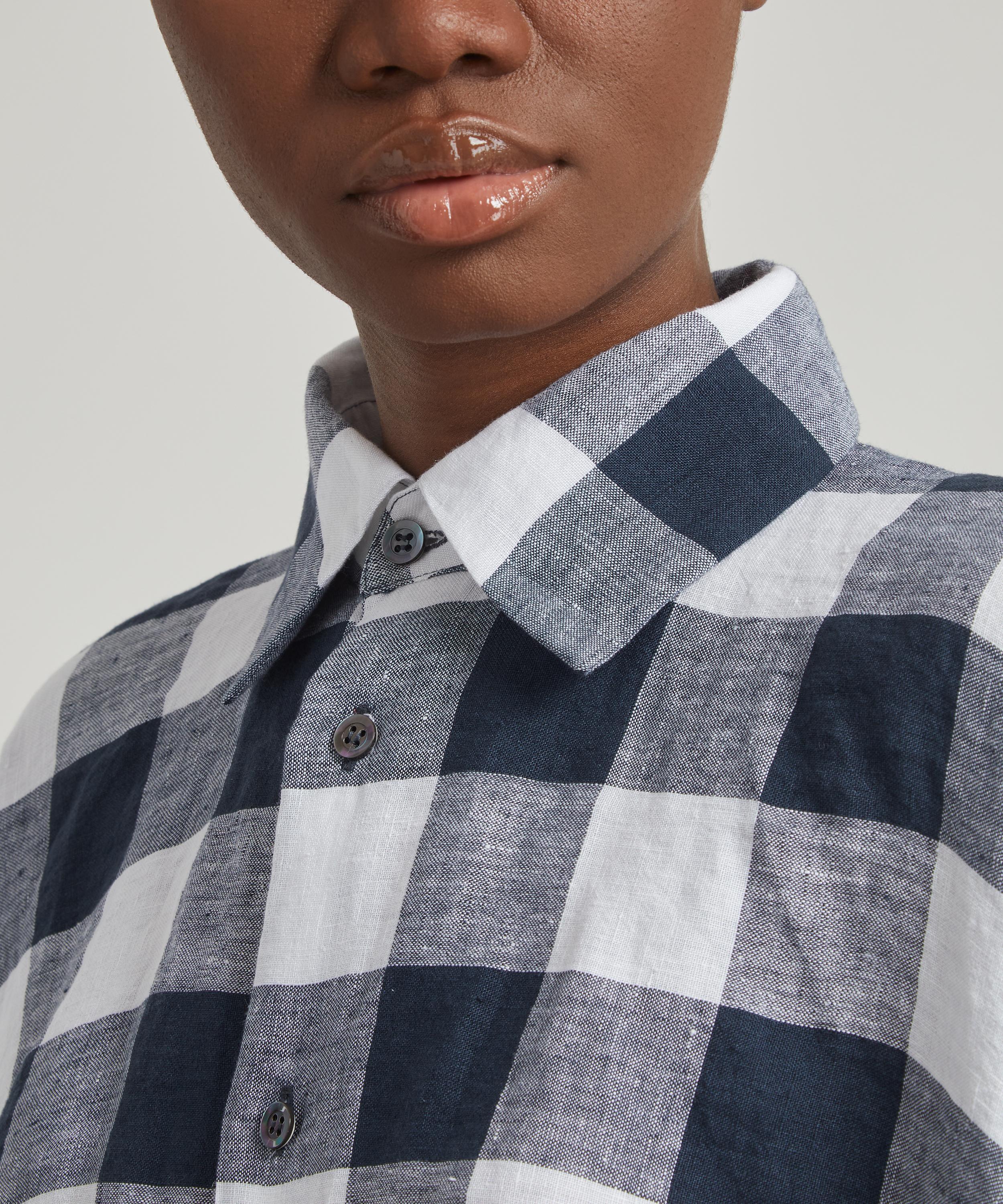 Eskandar 3/4 Sleeve Gingham Shirt | Liberty