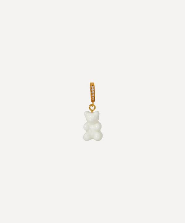 Crystal Haze - 18ct Gold-Plated Nostalgia Bear Resin and Crystal Pavé Single Hoop Earring image number 0