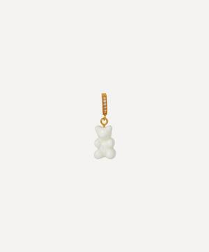 18ct Gold-Plated Nostalgia Bear Resin and Crystal Pavé Single Hoop Earring