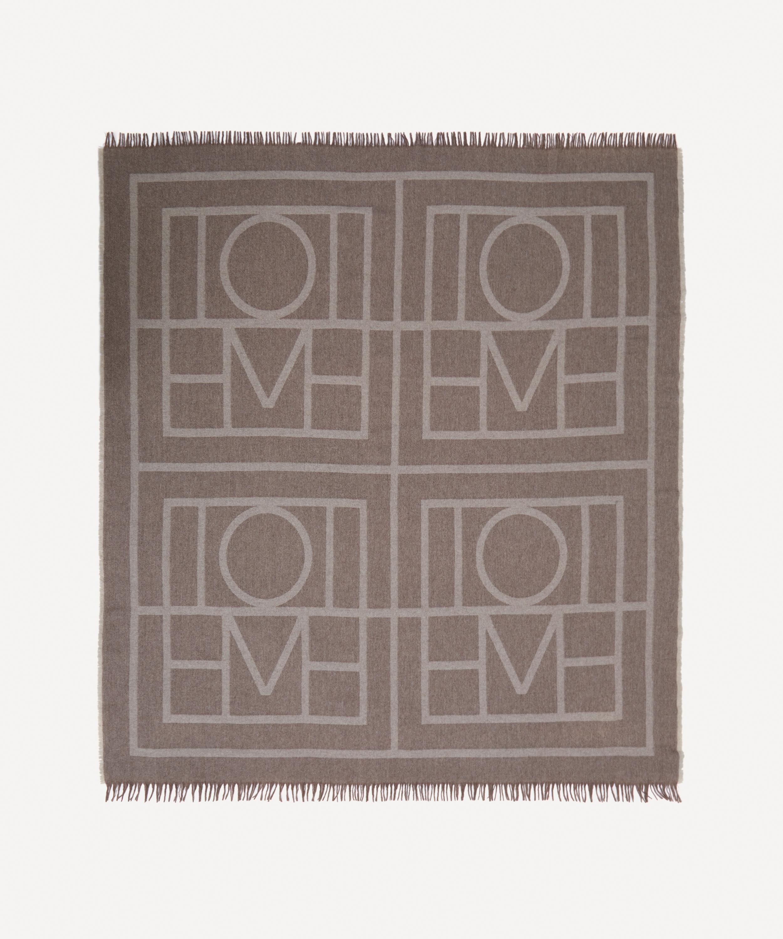 Monogram wool cashmere scarf tobacco