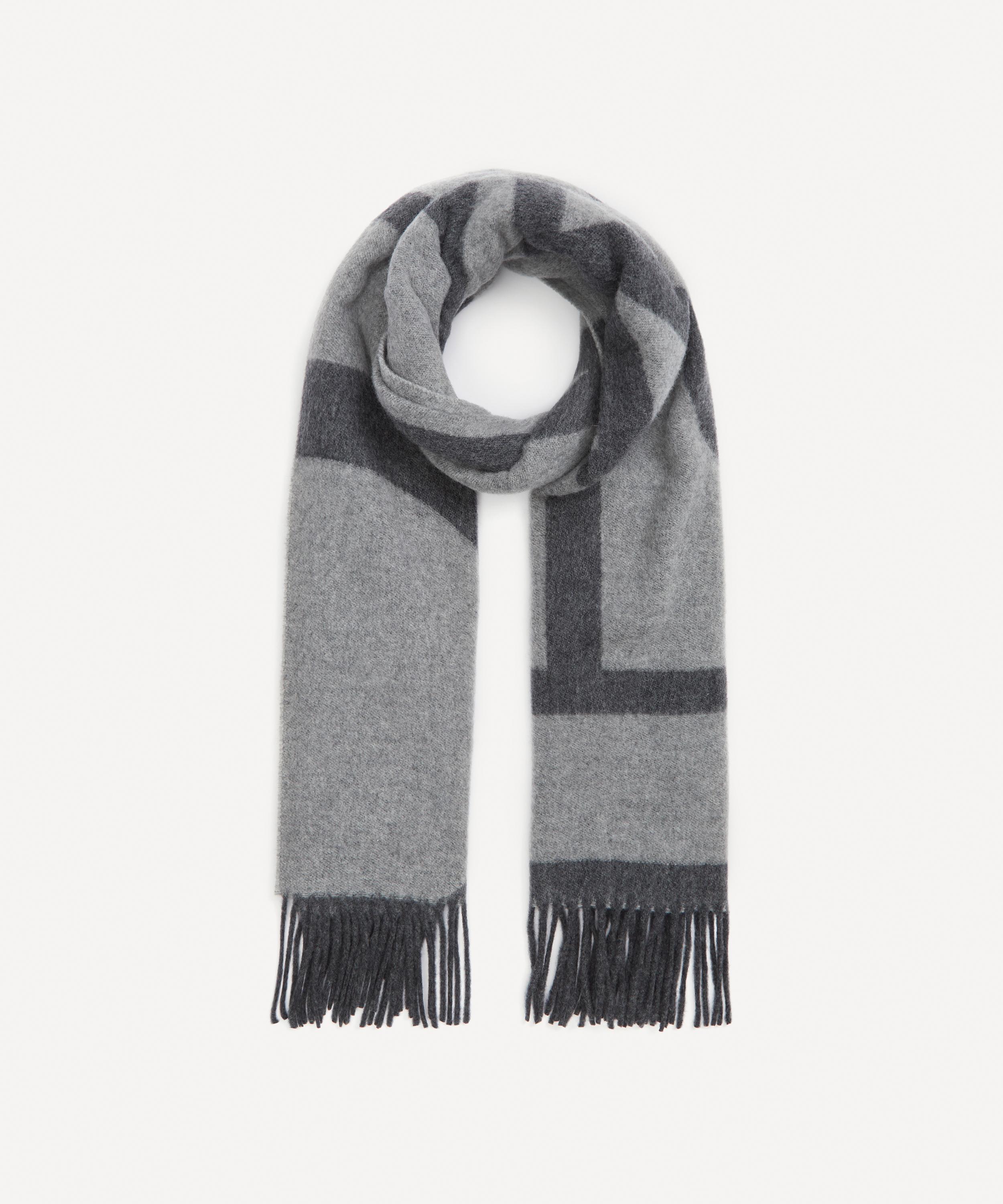 Knotted monogram wool silk blanket scarf silver grey – TOTEME