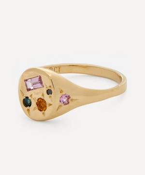 Seb Brown - 9ct Gold Neapolitan Purple Multi-Stone Signet Ring image number 2