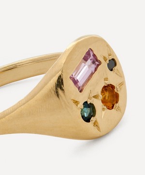 Seb Brown - 9ct Gold Neapolitan Purple Multi-Stone Signet Ring image number 3