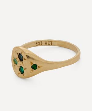 Seb Brown - 9ct Gold Neapolitan Green Multi-Stone Signet Ring image number 2