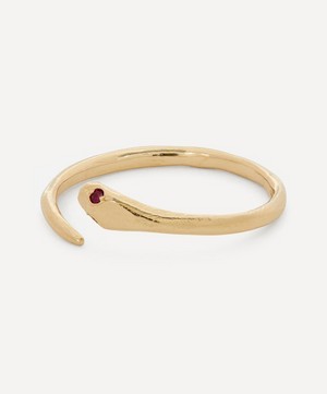 Seb Brown - 14ct Gold Ruby Serpent Ring image number 1