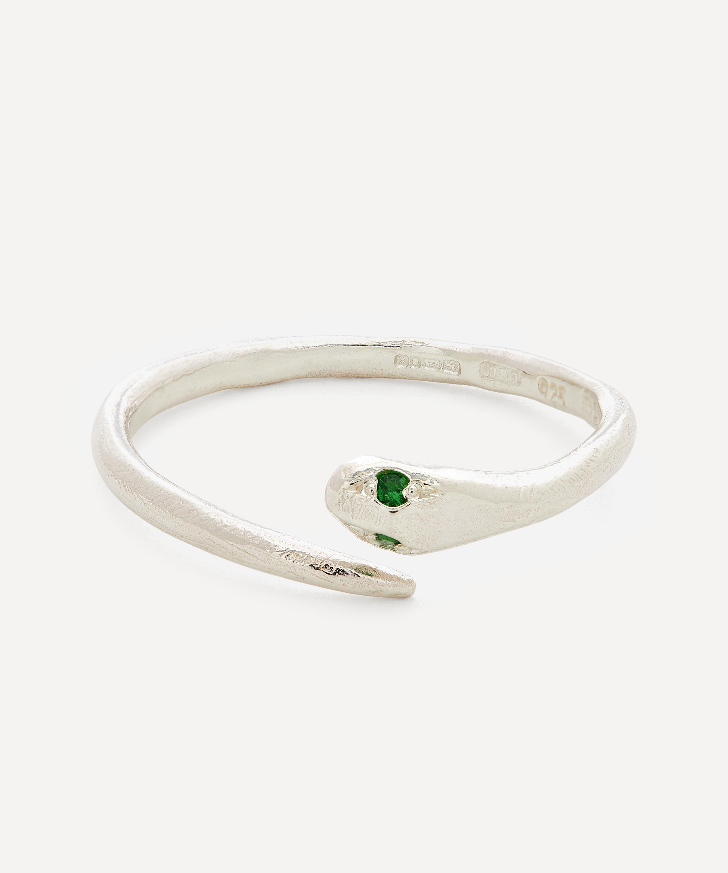 Seb Brown - Silver Tsavorite Garnet Serpent Ring image number 0