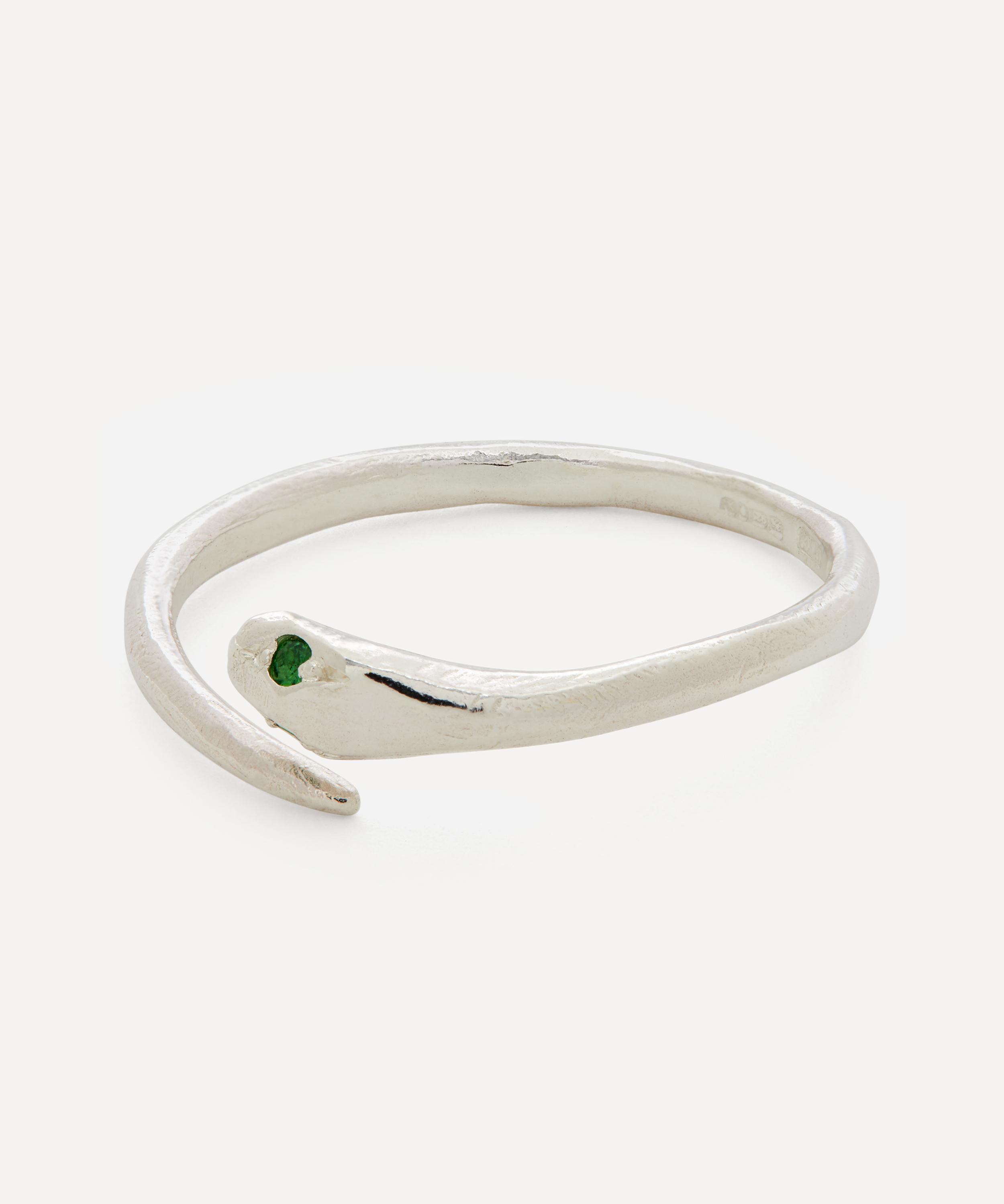 Seb Brown - Silver Tsavorite Garnet Serpent Ring image number 2