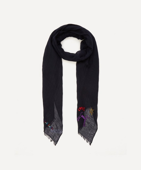 Paul Smith - Embroidered Linen-Blend Scarf image number null