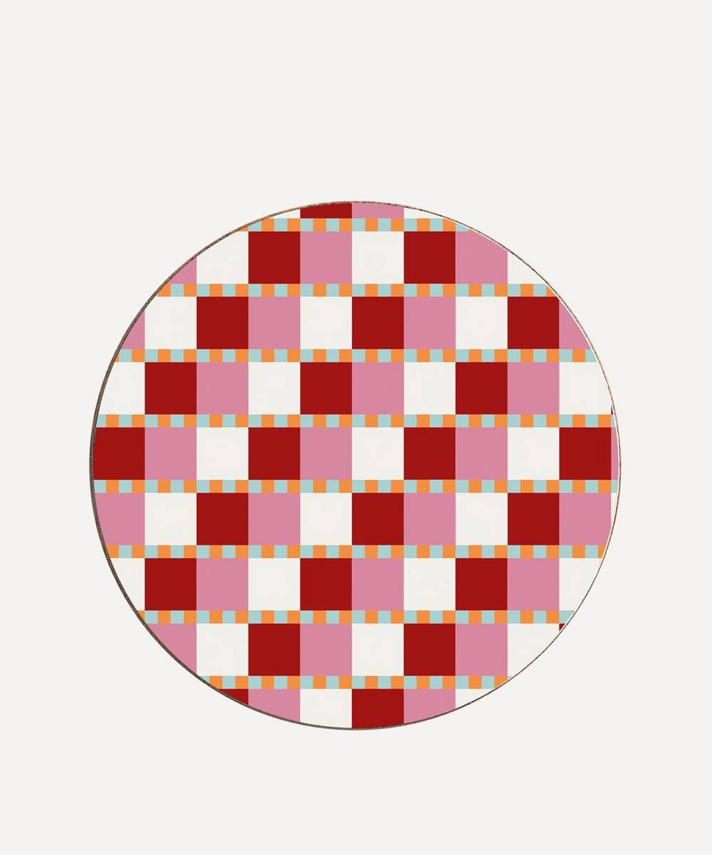 Balu - Checkered Hearts Coaster Red
