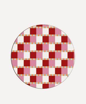 Checkered Hearts Coaster Red