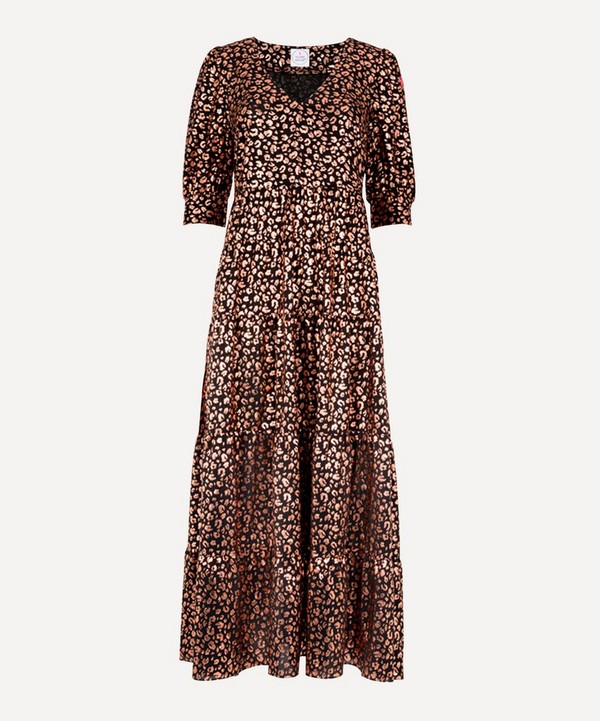 Scamp & Dude - Leopard and Lightning Bolt Print Silk Maxi-Dress image number null