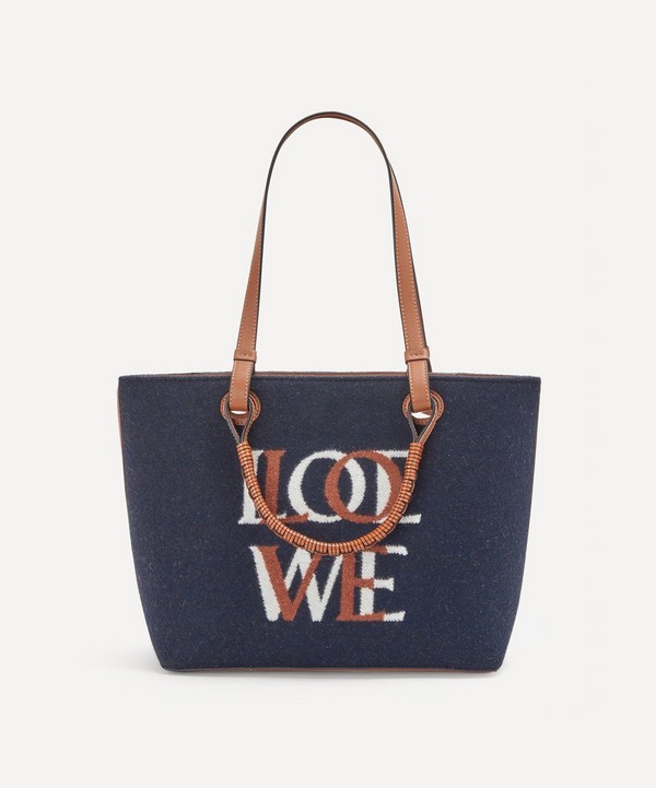 Loewe - Small Love Anagram Wool and Leather Tote Bag image number null