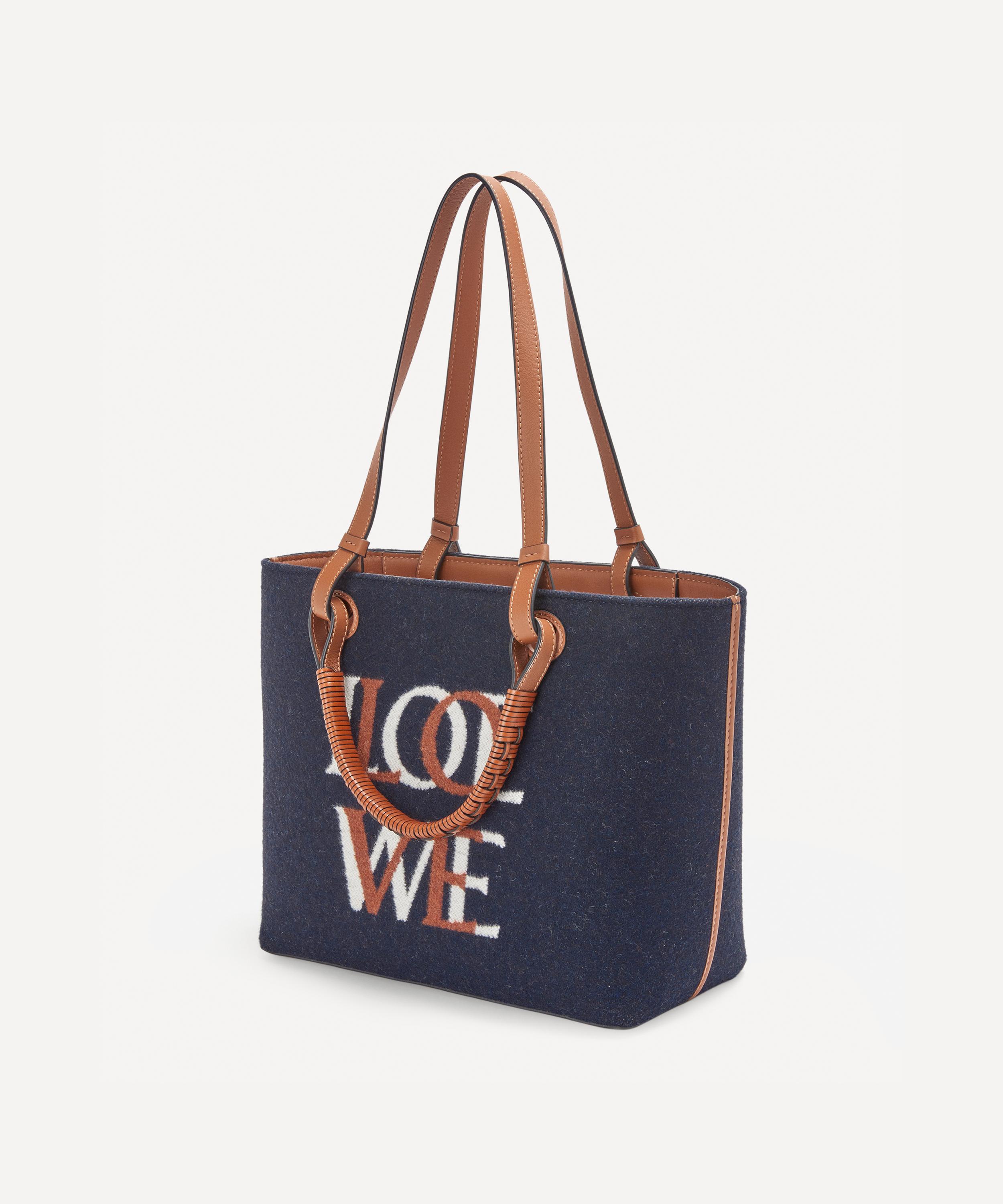 Loewe - Small Love Anagram Wool and Leather Tote Bag image number 