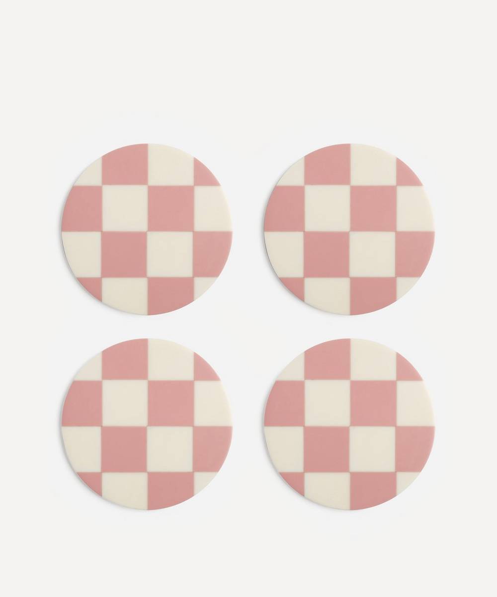 Klevering - Set of Four Pink-Check Coasters