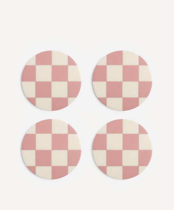 Klevering - Set of Four Pink-Check Coasters image number 0