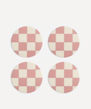 Set of Four Pink-Check Coasters