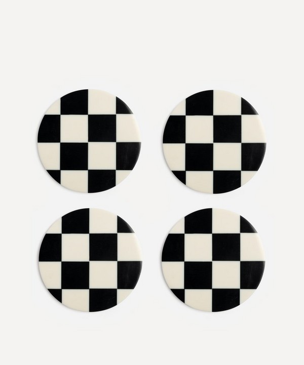Klevering - Set of Four Black-Check Coasters image number null