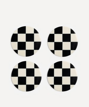 Klevering - Set of Four Black-Check Coasters image number 0