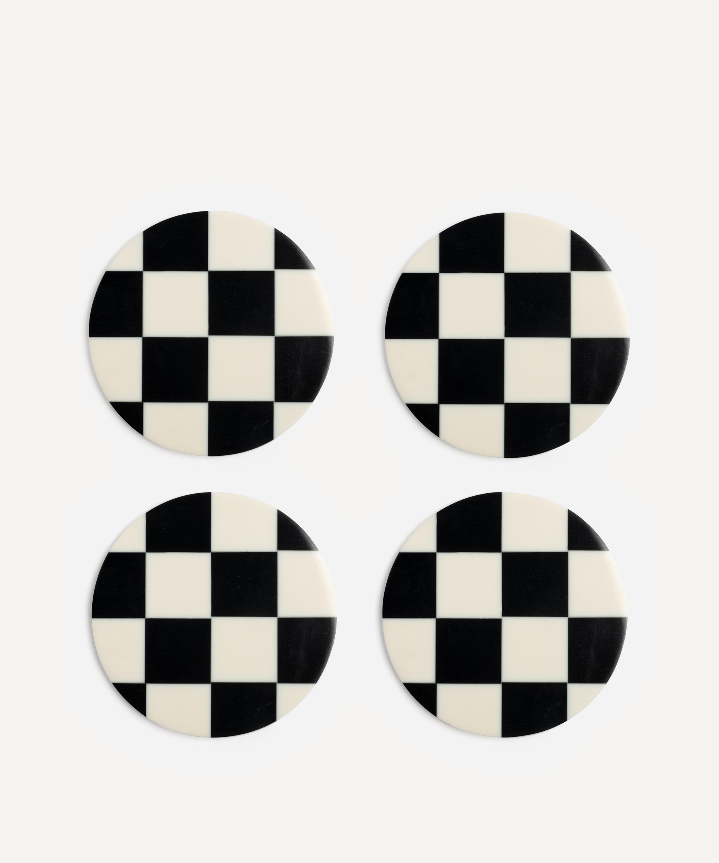 Klevering - Set of Four Black-Check Coasters image number 0