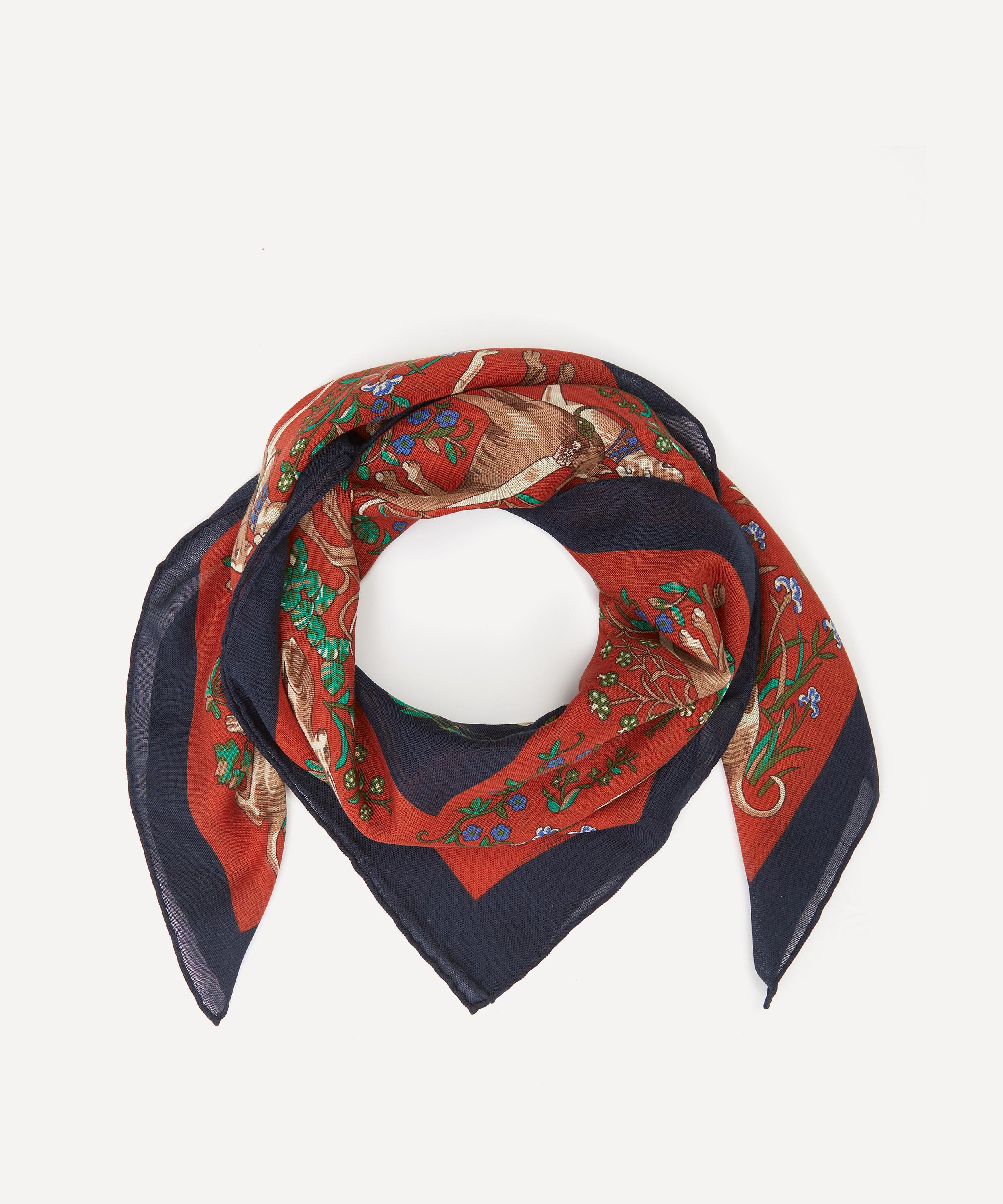 Drakes - Unicorn Print Wool-Silk Square Bandana image number 0
