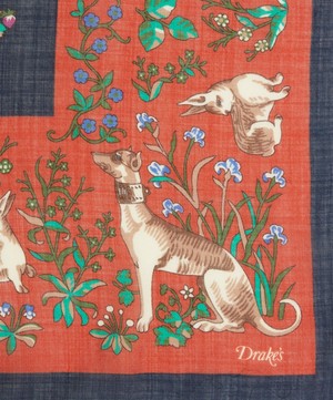 Drakes - Unicorn Print Wool-Silk Square Bandana image number 2