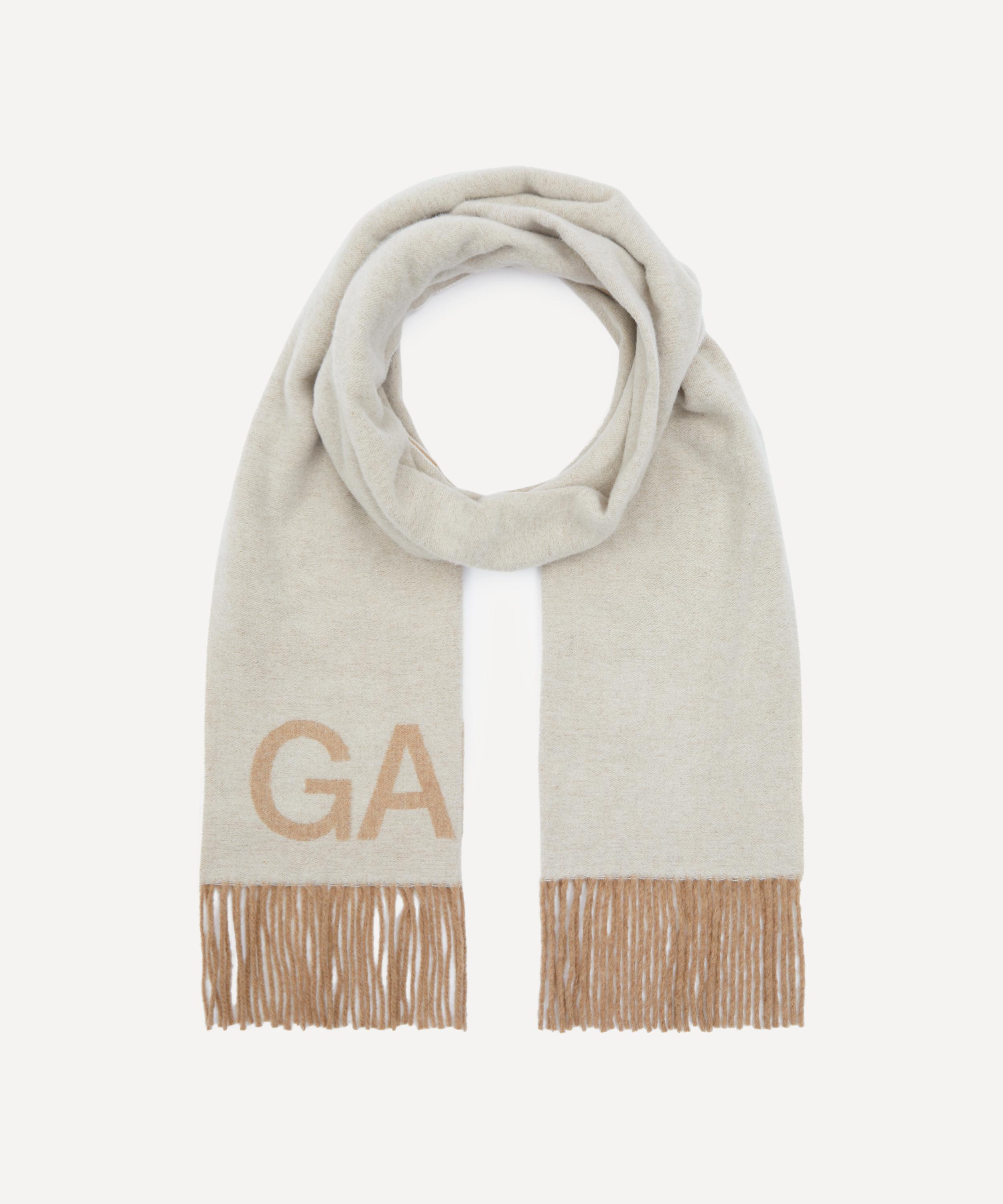 Ganni - Cream Fringed Wool Scarf image number 0