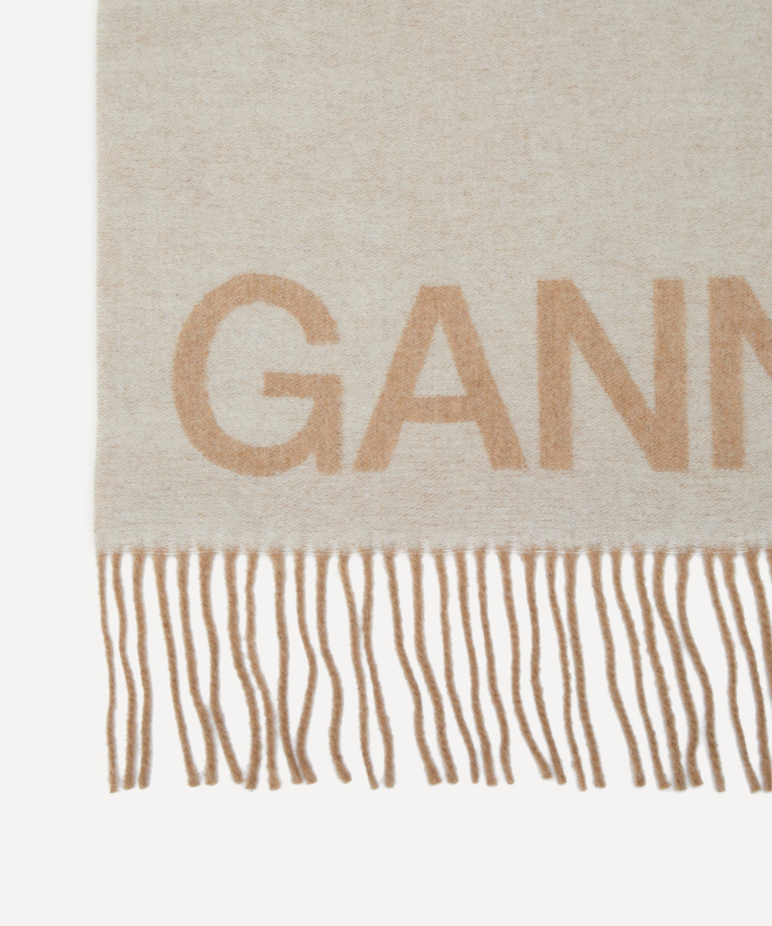 Ganni - Cream Fringed Wool Scarf image number 2
