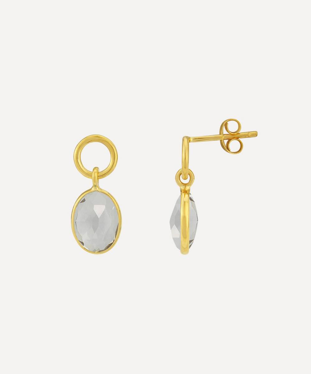 Auree - 18ct Gold Plated Vermeil Silver Cannes Circle and Green Amethyst Drop Earrings