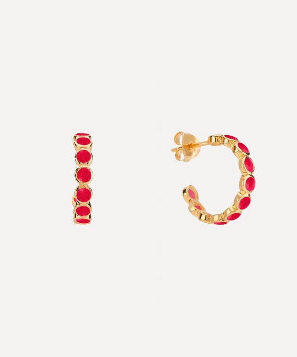 Auree - 18ct Gold Plated Vermeil Silver Ortigia Fuchsia Chalcedony Hoop Earrings image number null