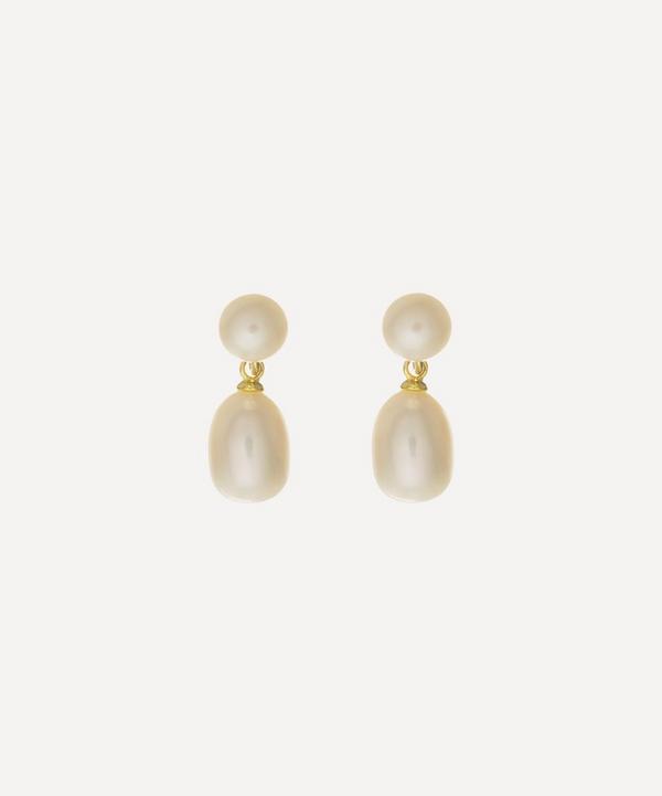 Auree - 18ct Gold Plated Vermeil Silver Glebe Double Pearl Drop Earrings image number null