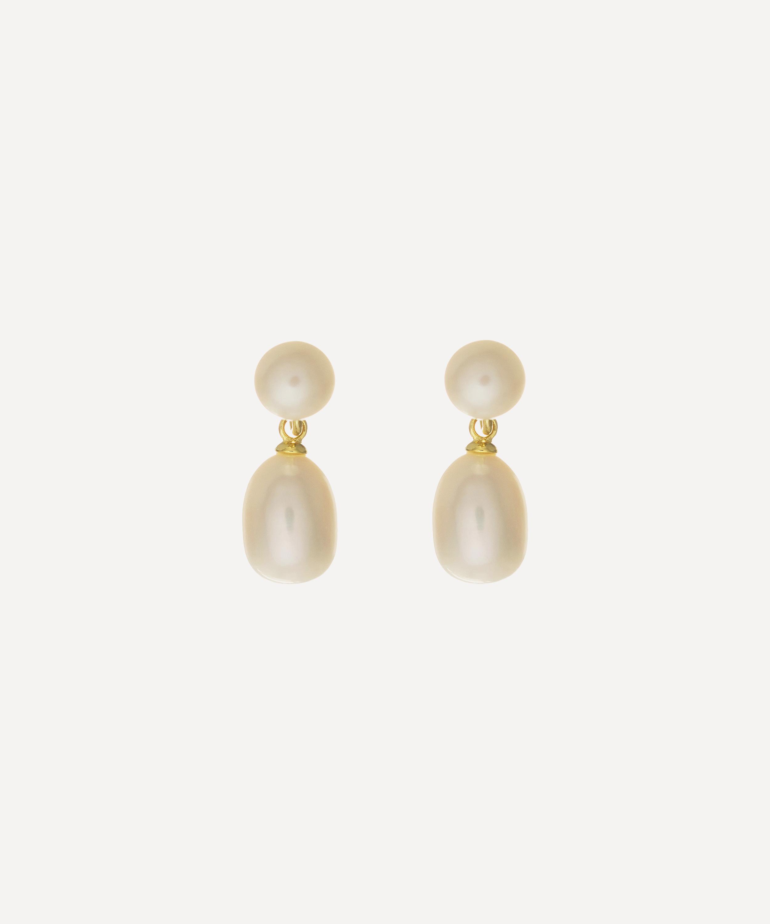Auree - 18ct Gold Plated Vermeil Silver Glebe Double Pearl Drop Earrings image number 0