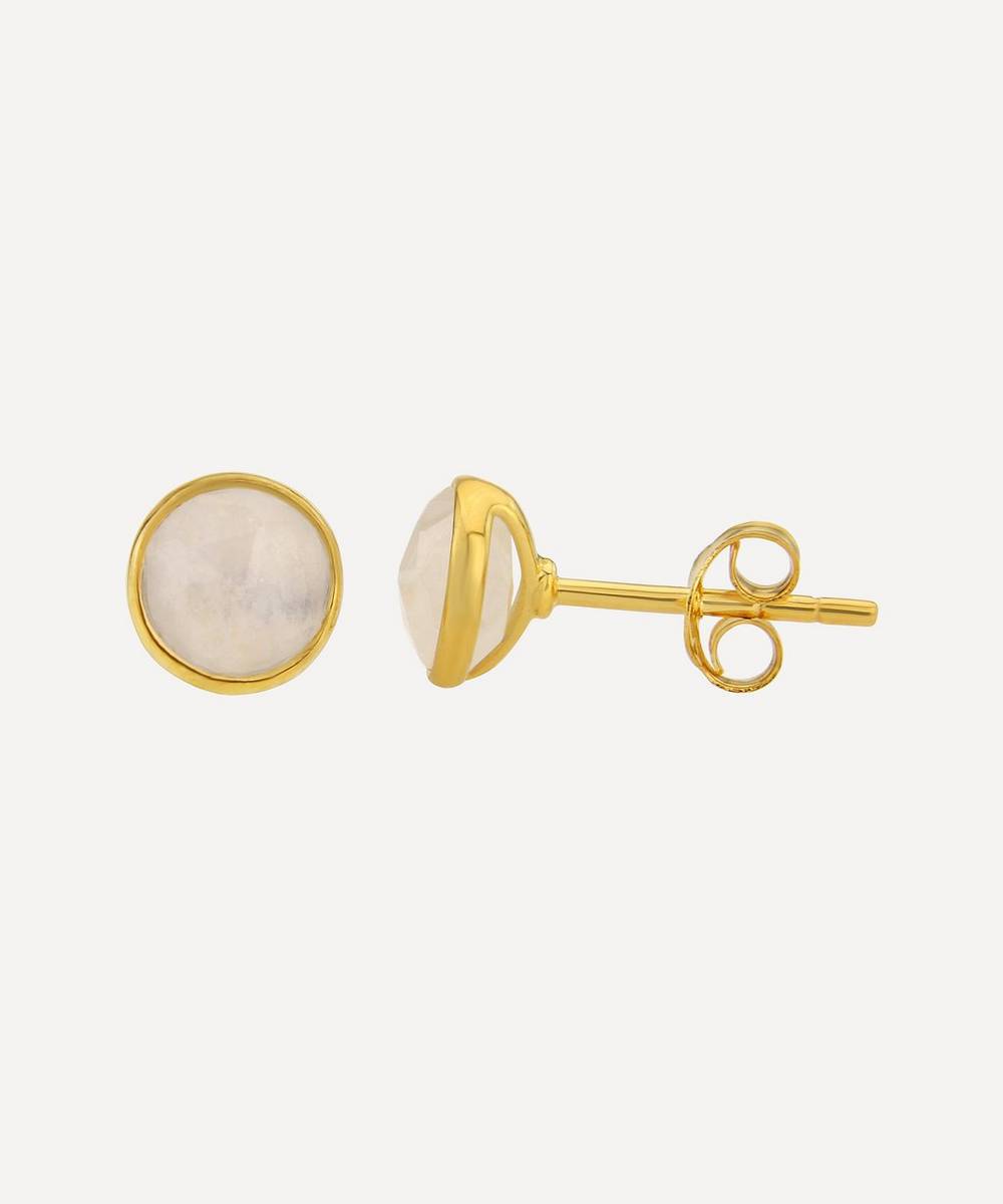 Auree - 18ct Gold Plated Vermeil Silver Savanne Moonstone Stud Earrings
