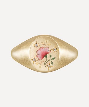 18ct Gold The Rose and Diamond Signet Ring