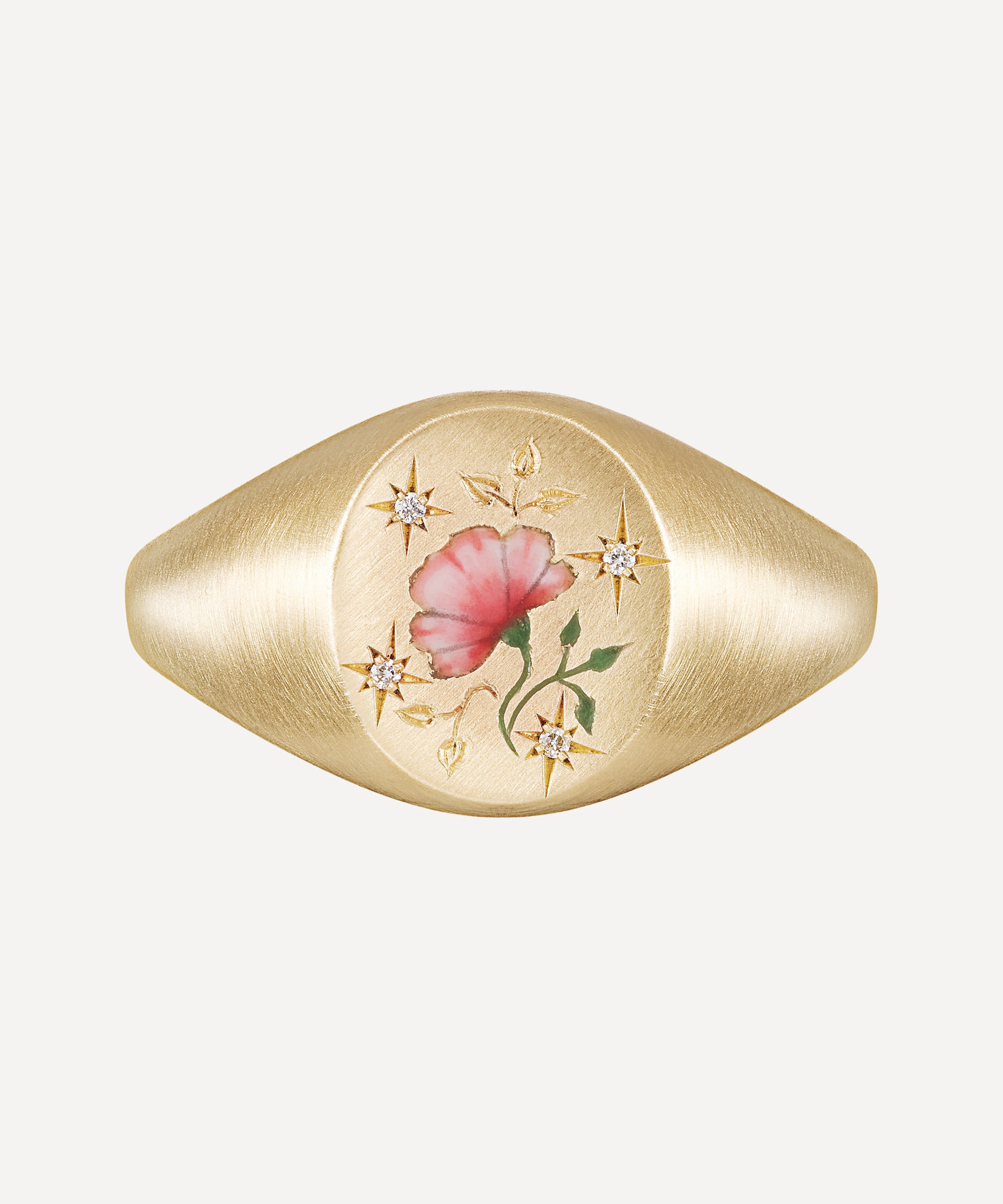 Cece Jewellery - 18ct Gold The Rose and Diamond Signet Ring image number 0