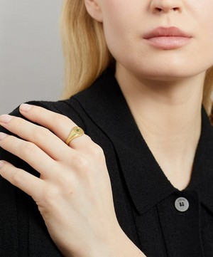 Cece Jewellery - 18ct Gold The Palm and Moon Diamond Signet Ring image number 1