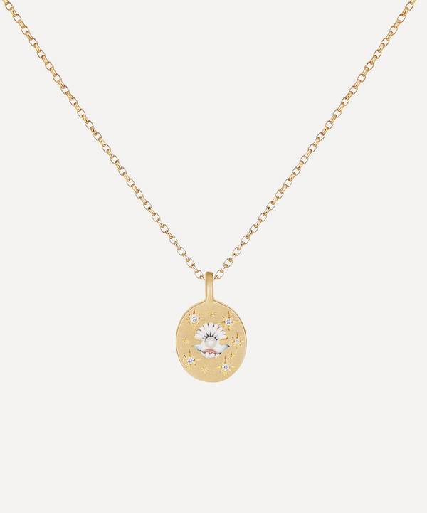Cece Jewellery - 18ct Gold The Clam and Pearl Diamond Pendant Necklace