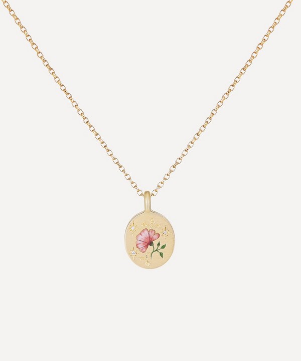 Cece Jewellery - 18ct Gold The Rose and Diamond Pendant Necklace image number null