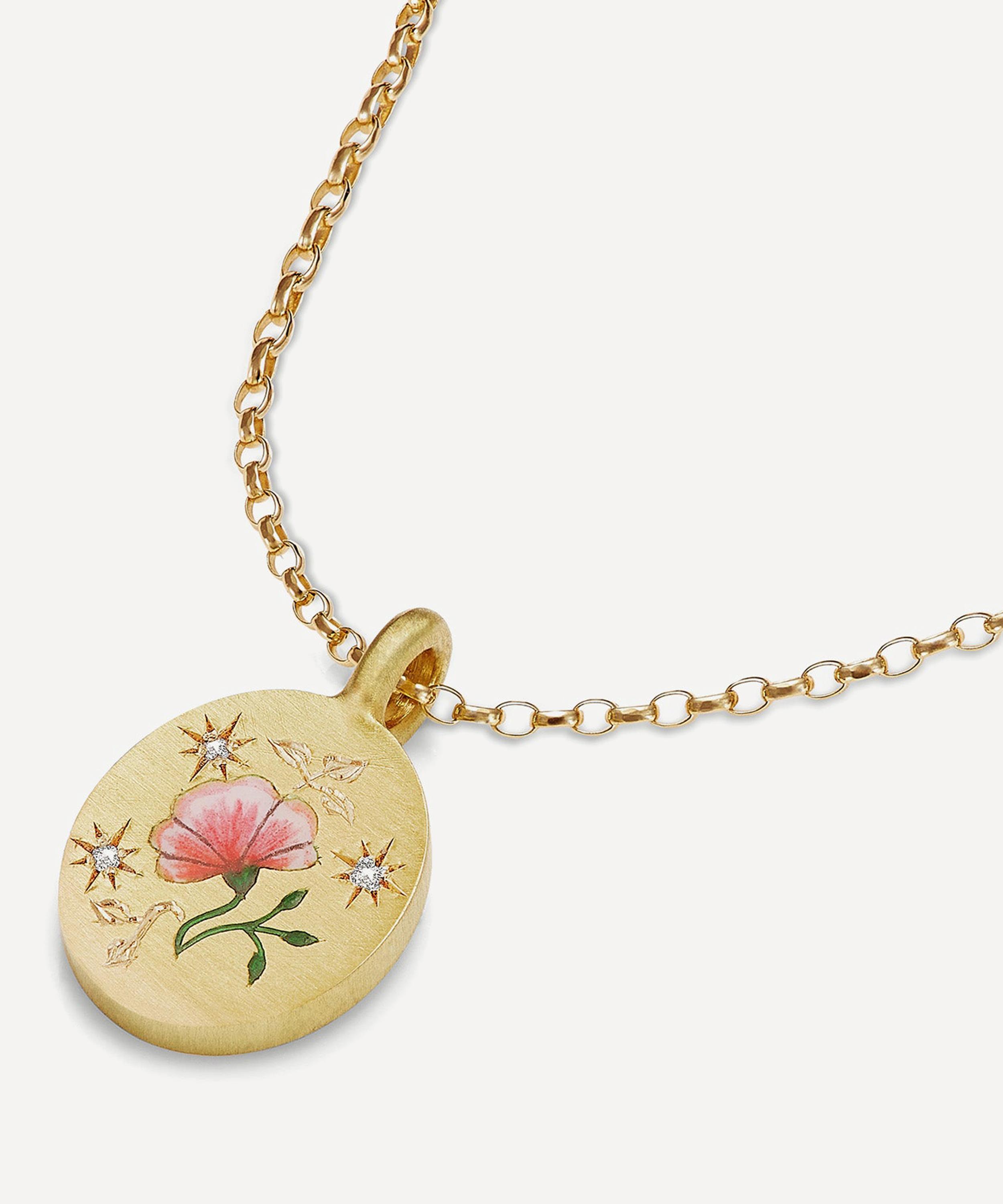 Cece Jewellery - 18ct Gold The Rose and Diamond Pendant Necklace image number 1